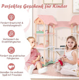 FANTASK Casa delle Bambole in Legno, Casa delle Bambole con 7 Camere e 7 Camere, Altezza 85 cm, con 32 Mobili e Accessori, Casa delle Bambole con Scala di Corda, Casa delle Bambole Regalo per Bambine di 3 Anni (Modello 3) Naty Shop Dollhouses