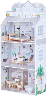 Teamson Kids Casa delle bambole gigante Olivia's Little World con mobili e accessori, casa delle bambole in legno, set da gioco a 3 livelli per bambole da 30 cm, dai 3 anni in su