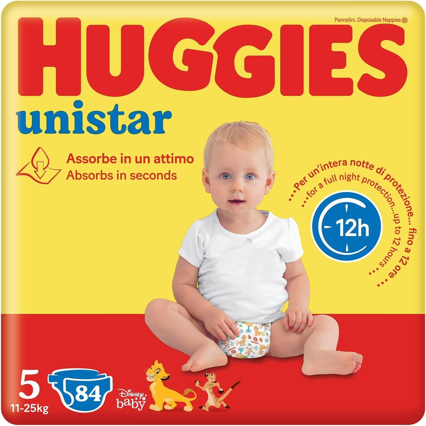 Pannolini Huggies Unistar, taglia 4 (7-14 kg), confezione da 128 pannolini (base)