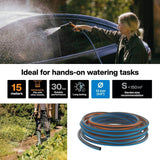 Fiskars S Tubo da giardino, Serie X, Tubo dell'acqua per irrigazione manuale, 13 mm (1/2"), Lunghezza: 15 m, Collegamento universale, Protezione UV, Protezione antigelo, Resistente alla torsione, Blu, 1076044
