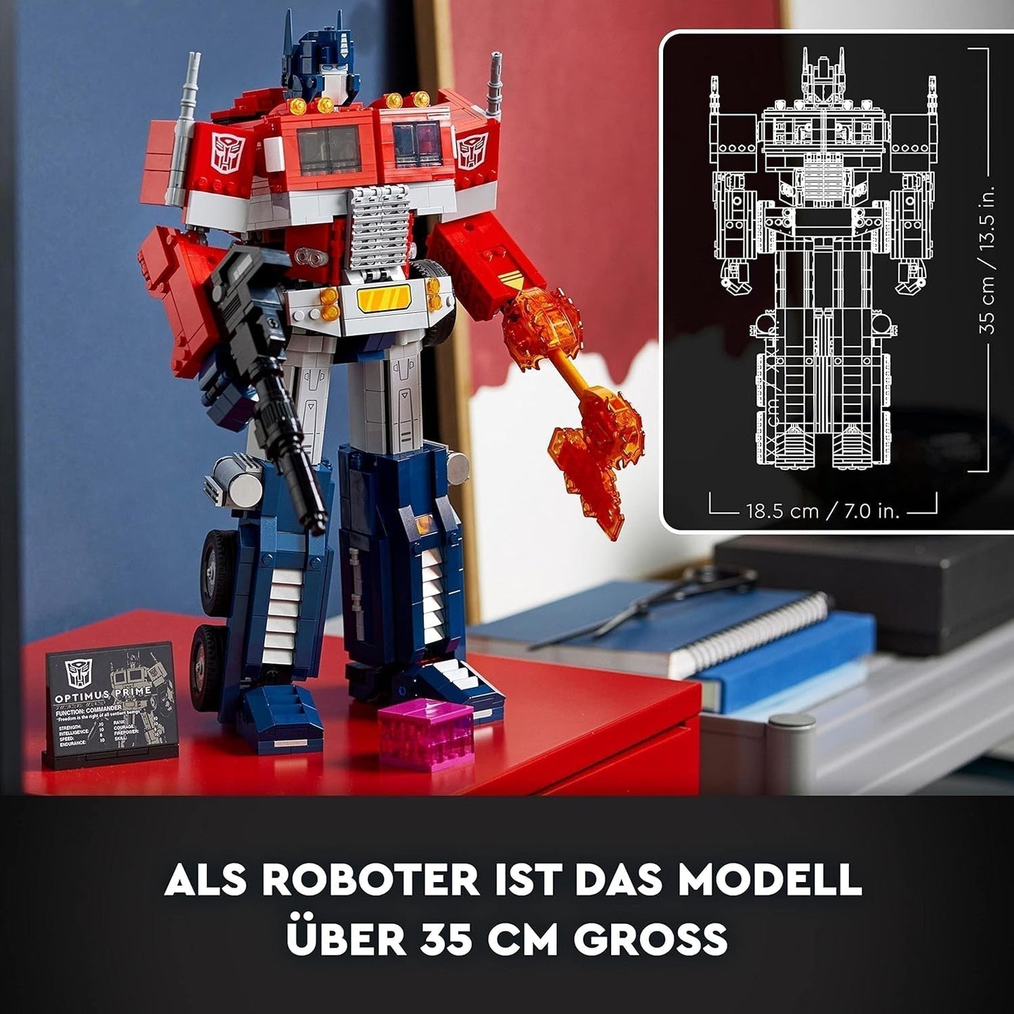 LEGO 10302 Icons Optimus Prime Set, Robot 2 in 1 e modello di camion, kit modello giocattolo Transformers per adulti, regalo di compleanno o Natale per uomini, donne, lei e lui Set da costruzione Besuche den LEGO-Store