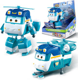 Super Wings Personaggi trasformanti da 5" Confezione da 2 Jett sovralimentato trasformante + Tino Giocattolo trasformatore per ragazzi e ragazze dai 3 anni in su Action Figure rosse Naty Shop Glitter