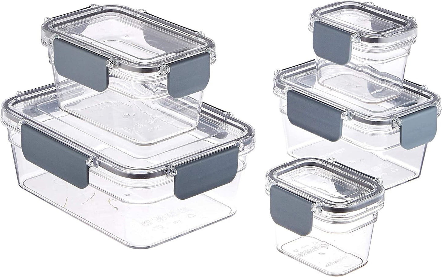 Amazon Basics Barattolo salvafreschezza in Tritan con chiusura, confezione da 11, (11 scatole + 11 coperchi), trasparente Scatole per alimenti Naty Shop Confezione da 10