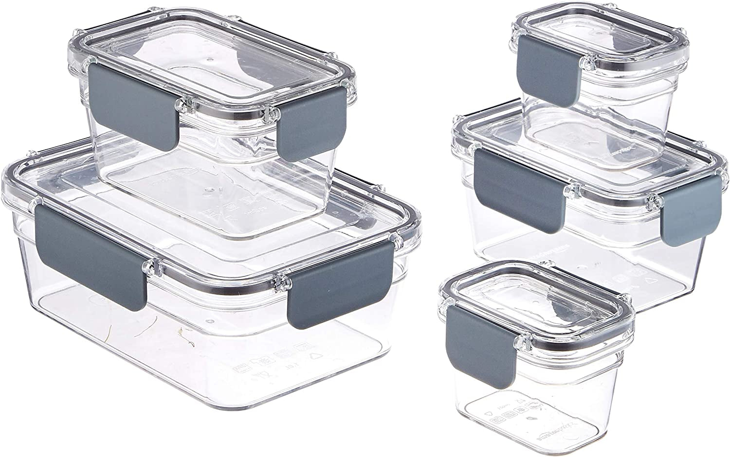 Amazon Basics Barattolo salvafreschezza in Tritan con chiusura, confezione da 11, (11 scatole + 11 coperchi), trasparente Scatole per alimenti Naty Shop Confezione da 10