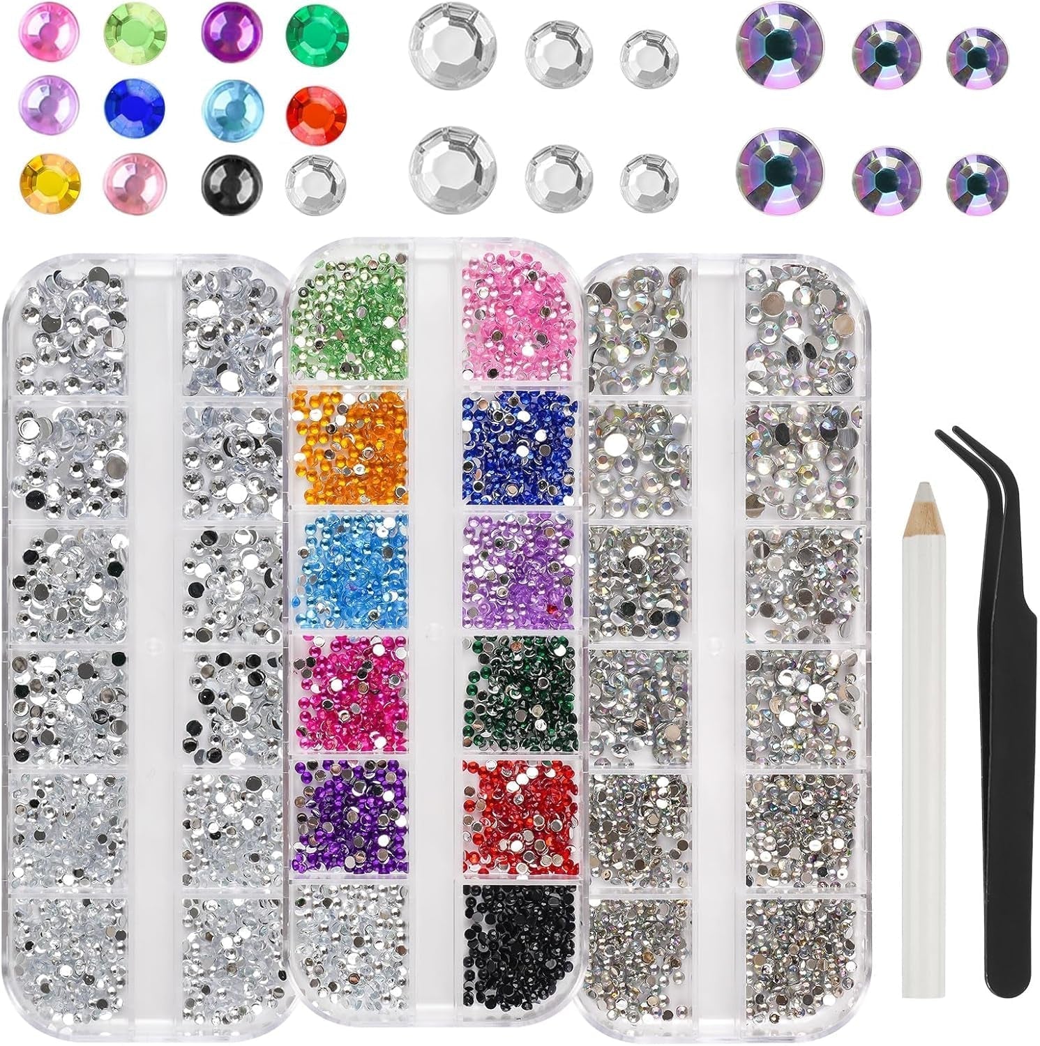 5820 Stück Strasssteine ​​​​Nägel, Glitzersteine ​​​​Nägel Und Halbrunde Perlen, AB Kristall Strass, Flatback Nagel Steine ​​Mit Pinzette Und Stift Für Nagel/Diy (Mehrere Größen Und Farben)