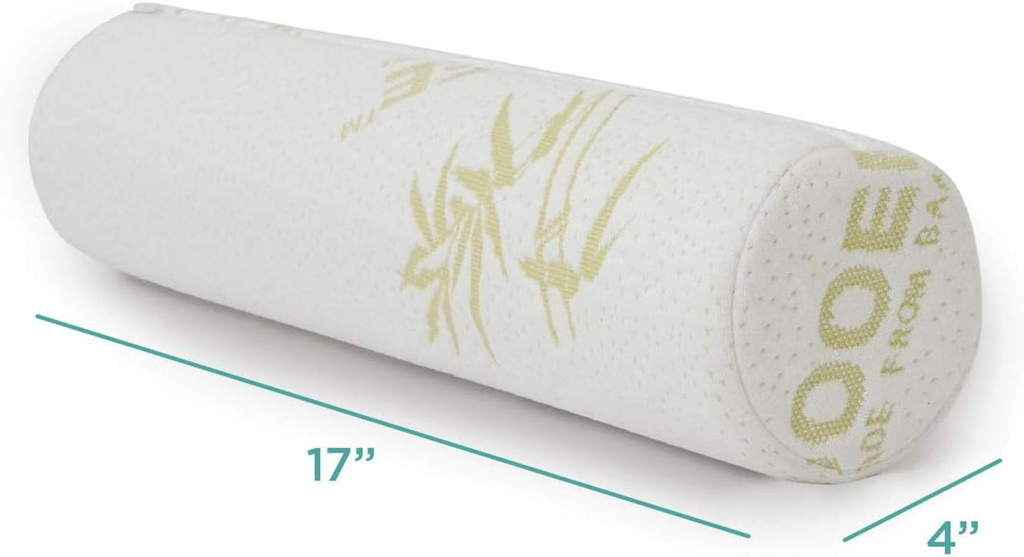 Rotolo per collo in schiuma di viscoelastica Milliard con rivestimento lavabile, Certificato Oeko-Tex, Durezza media, 10X43 cm, Perfetto per le allergie, Cuscino da viaggio, Cuscino per collo rotondo, Rullo di posizionamento, Rullo per ginocchia Cuscini ortopedici cervicali Naty Shop