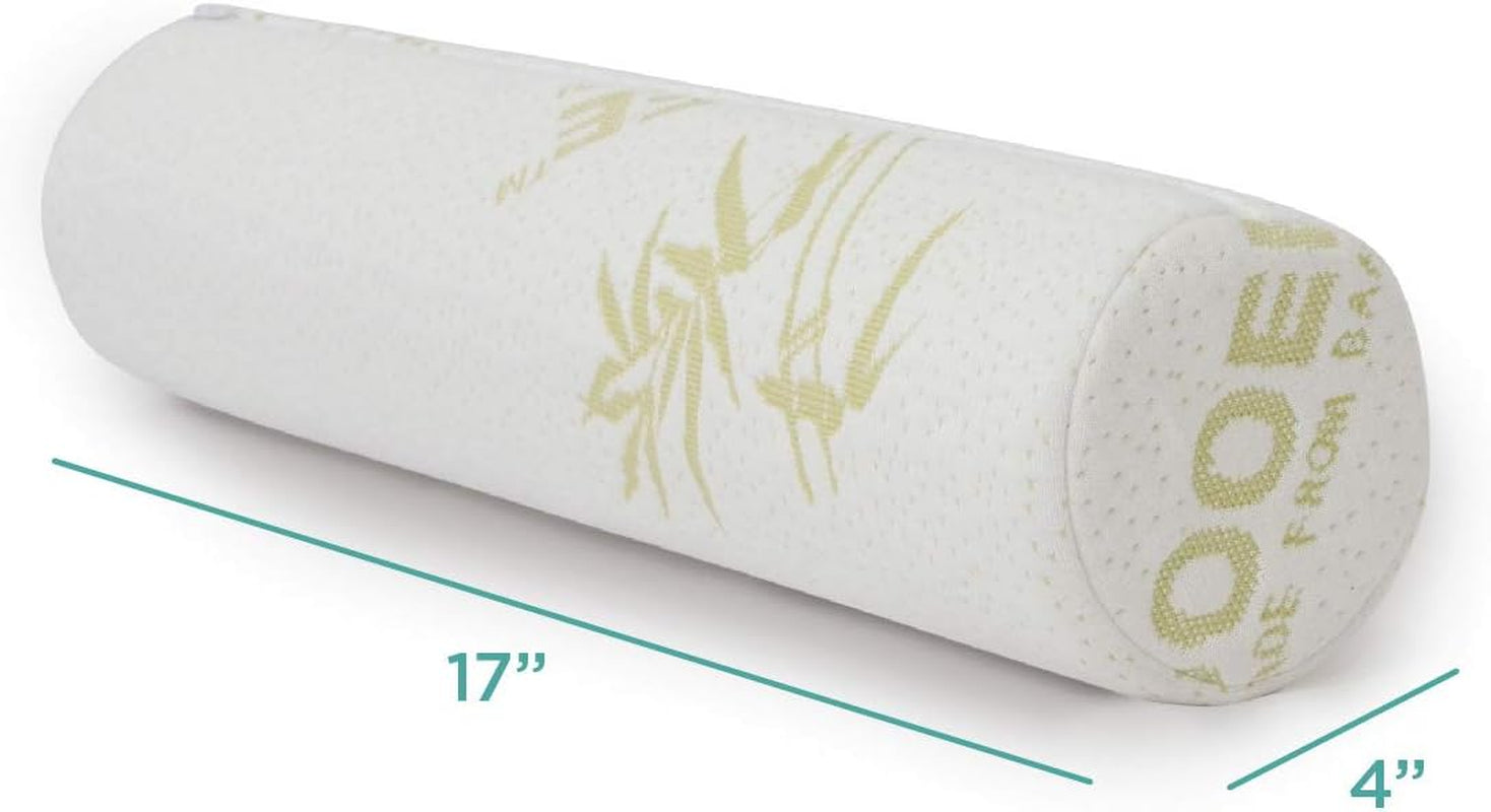 Rotolo per collo in schiuma di viscoelastica Milliard con rivestimento lavabile, Certificato Oeko-Tex, Durezza media, 10X43 cm, Perfetto per le allergie, Cuscino da viaggio, Cuscino per collo rotondo, Rullo di posizionamento, Rullo per ginocchia Cuscini ortopedici cervicali Naty Shop