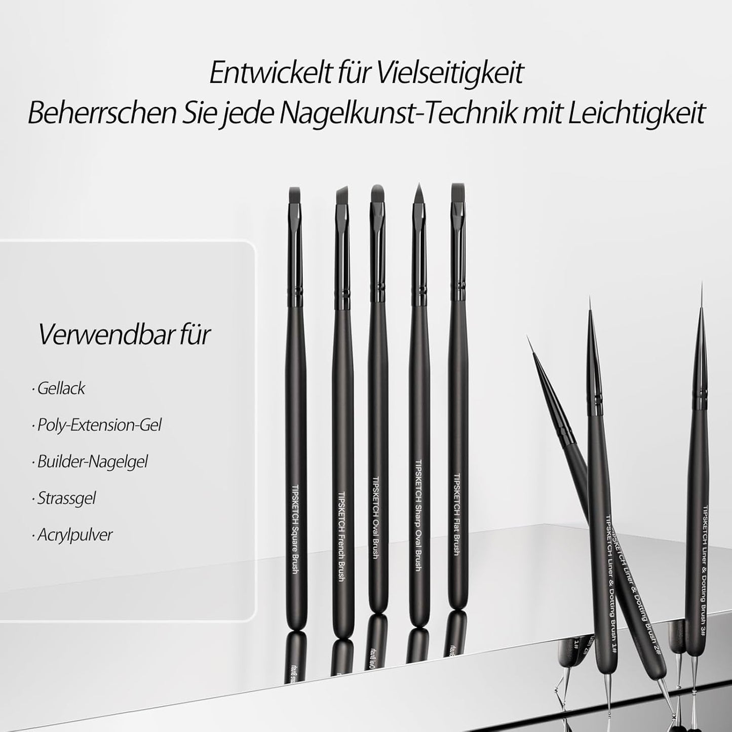 Nagel Pinsel 8 pezzi Pinsel per gel, Nageldesign Gel Pinsel Dotting Painting Line Pen per Nagelack Gel Acryl Nagel Pinsel Nailart Kit Acryl Pinsel Fineliner Nägel Selber Machen