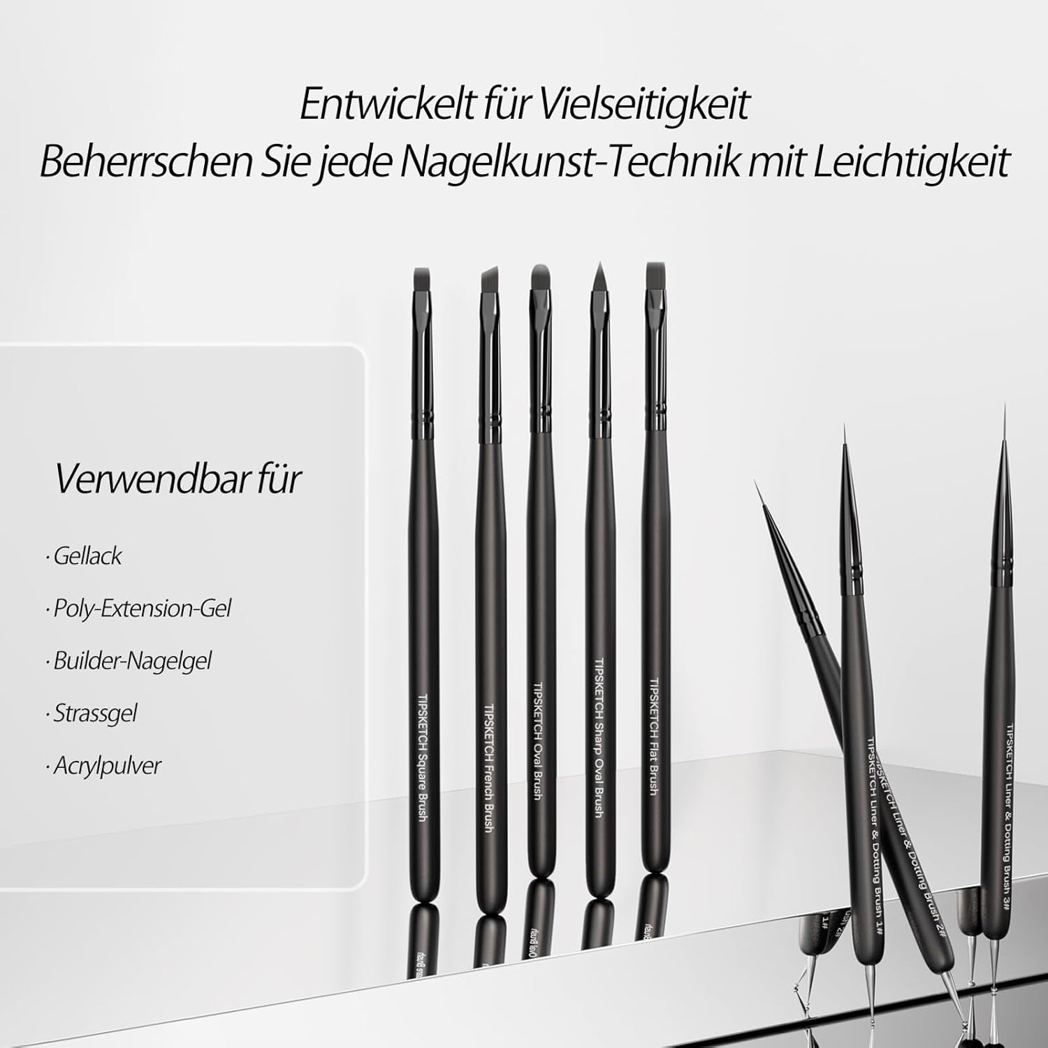 Nagel Pinsel 8 pezzi Pinsel per gel, Nageldesign Gel Pinsel Dotting Painting Line Pen per Nagelack Gel Acryl Nagel Pinsel Nailart Kit Acryl Pinsel Fineliner Nägel Selber Machen