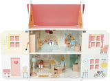 Janod - La mia prima casa delle bambole in legno - 10 accessori - Mobili per bambole - Porte magnetiche e tetto rimovibile - Giocattolo in legno certificato FSC - Dai 3 anni in su