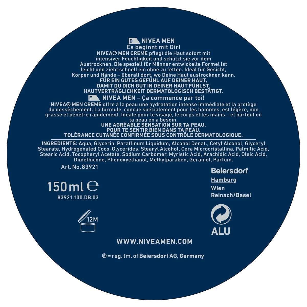 NIVEA MEN Creme, crema nutriente per la pelle con vitamina E, 150 ml Naty Shop