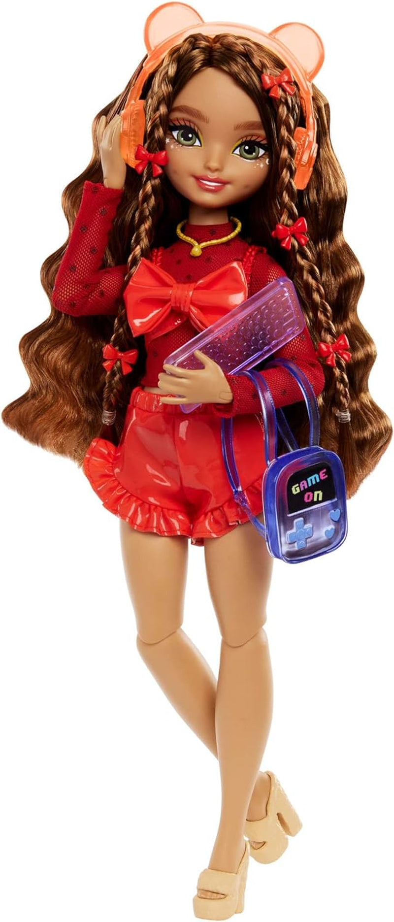 Barbie Dream Besties bambola e accessori, bambola alla moda Teresa mobile con capelli castani e fermagli per capelli, tema videogioco da 10 pezzi, videogiochi per bambole HYC23 Naty Shop