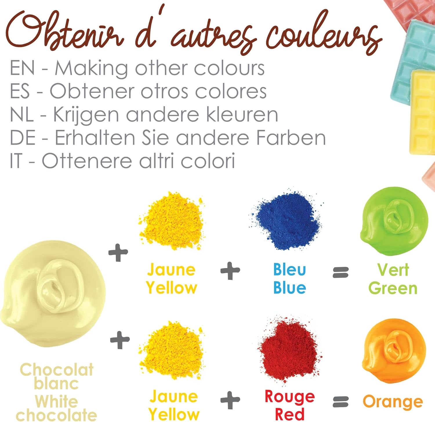 Vernice in polvere solubile in olio da cucina di scarto 4012, rosso, blu e giallo, peso 15 g, 3 pezzi, colorato
