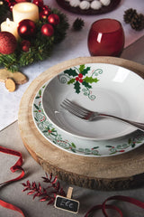 Excelsa SERV.TAV.18 PZ NATALE HOLLY Bianco