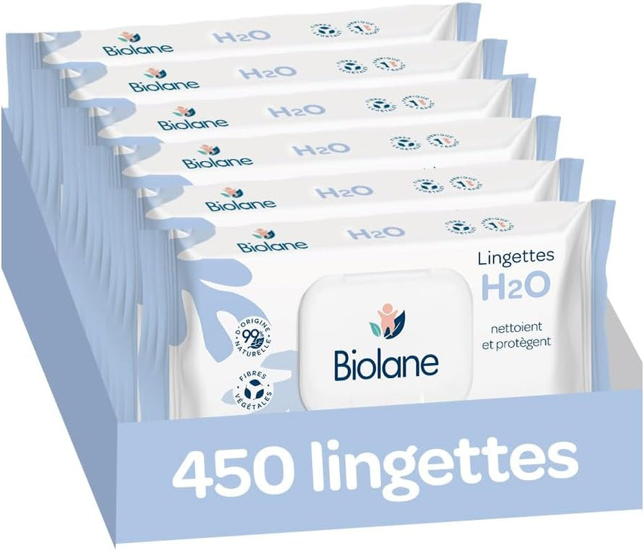 BIOLANE - Salviette umidificate per neonati con acqua - 225 salviette - 3 x 75 pezzi - Pulizia delicata ed efficace - Dalla nascita - Qualità francese