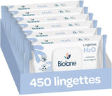 BIOLANE - Salviette umidificate per neonati con acqua - 225 salviette - 3 x 75 pezzi - Pulizia delicata ed efficace - Dalla nascita - Qualità francese