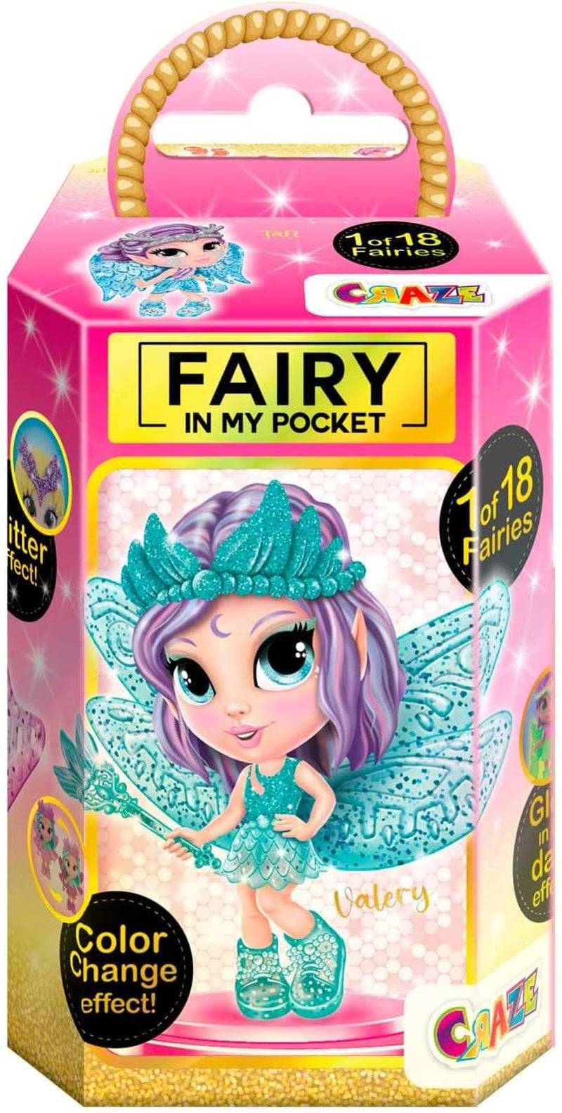 Fata della follia in tasca | Fata bambola con ali, fata giocattolo da collezione con effetti speciali come glitter, fosforescente e cambio colore