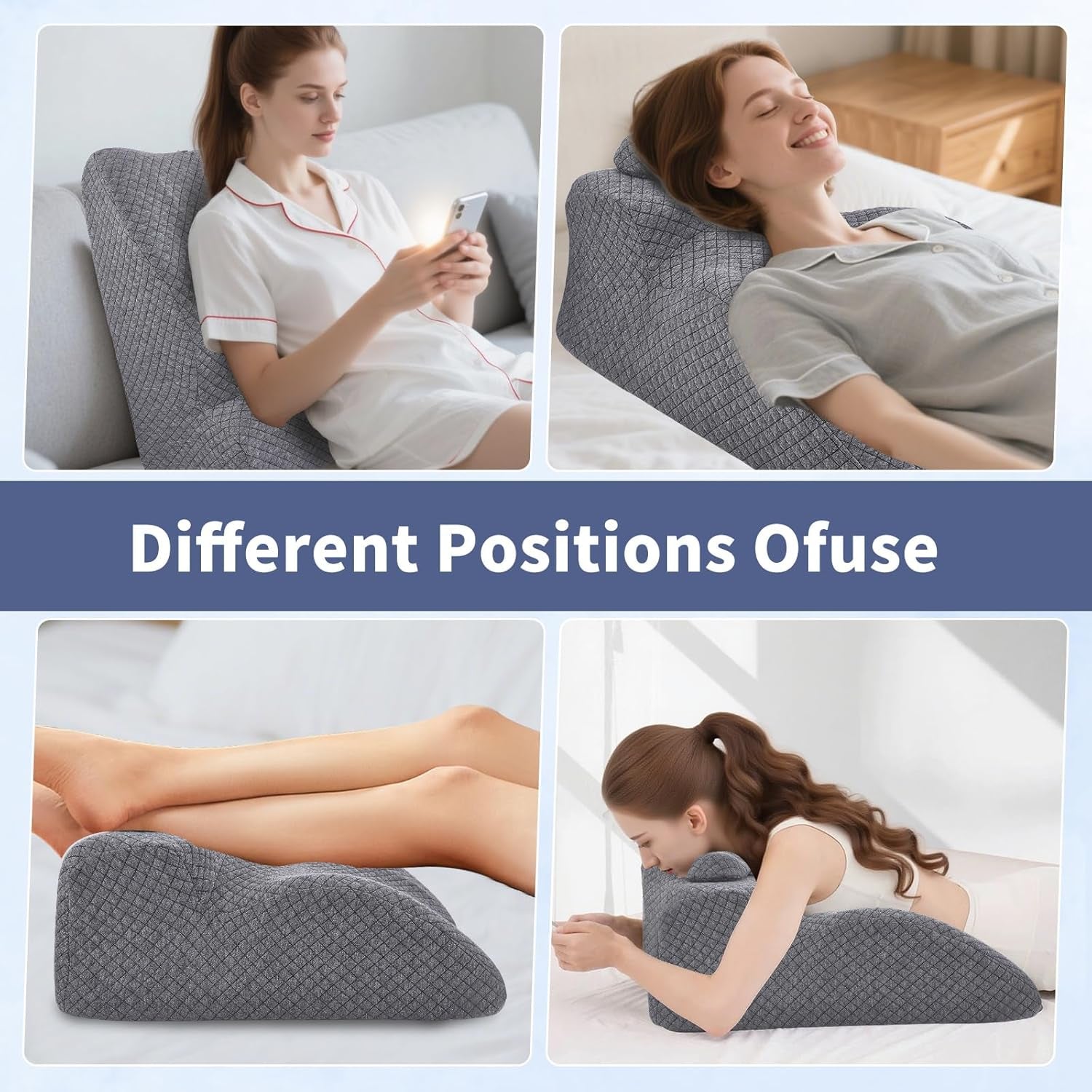 Cuscino da lettura - Cuscino per la schiena, poggiatesta regolabile, cuscino da lettura in memory foam per letto, cuscino ergonomico per collo e gambe, cuscino di supporto lombare