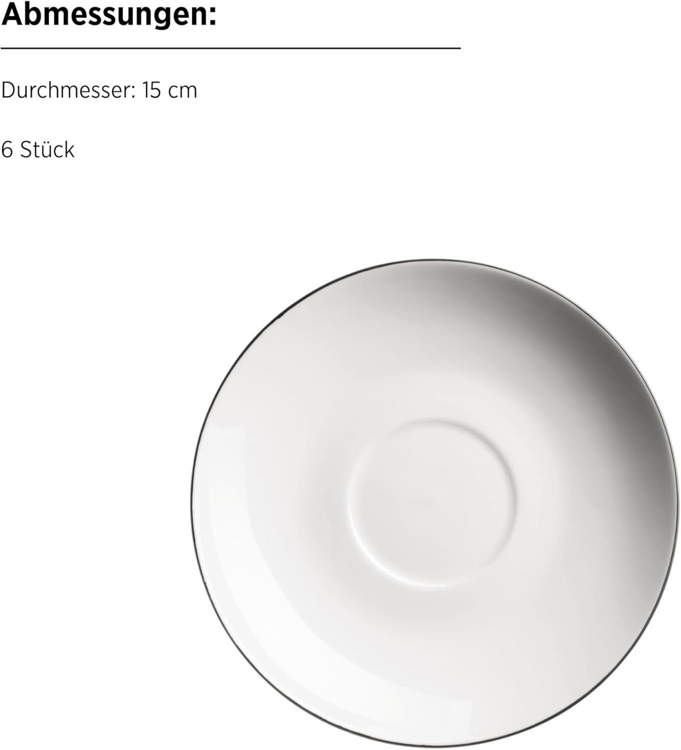 MÄSER Serie Felise, elegante servizio da caffè per 6, senza tempo, bordo nero, porcellana, bianco