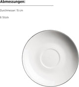 MÄSER Serie Felise, elegante servizio da caffè per 6, senza tempo, bordo nero, porcellana, bianco