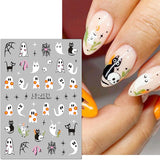 JMEOWIO Adesivo per unghie Halloween Süßer Geist 9 Blatt Nail Art Sticker Selbstklebend Nagelaufkleber Dekoration Nageldesign Zubehör