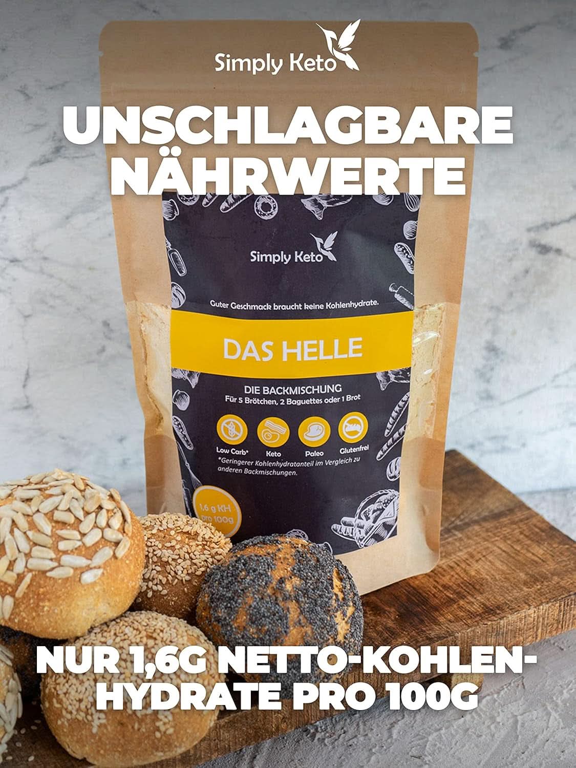 Pane Simply Keto The Light Low Carb*, Preparato per pane senza glutine, 260 grammi Kitchen Naty Shop