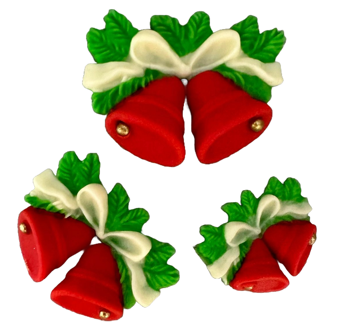 Set 3 decorazioni in zucchero commestibile, campanelle di Natale Decorazioni in pasta di zucchero Nati Shop