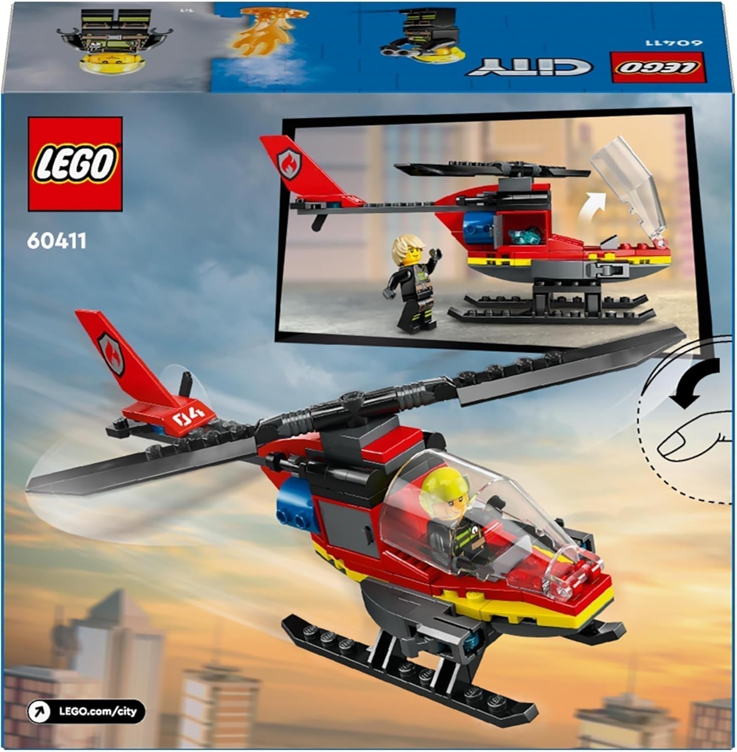 Elicottero dei vigili del fuoco LEGO City, giocattolo per elicottero e set di personaggi del pilota, elicottero dei pompieri per un'esperienza di gioco fantasiosa, regalo per bambini, ragazzi e ragazze a partire da 5 anni 60411 Set da costruzione Besuche den LEGO-Store