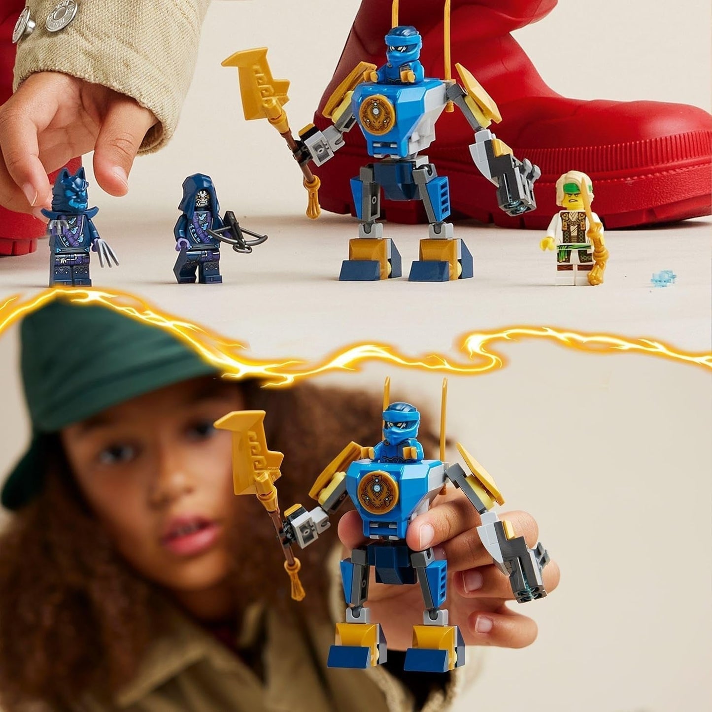 LEGO NINJAGO Jay Battle Mech, giocattolo ninja per bambini con personaggi, inclusa la minifigure di Jay con mini katana, action figure e mech, piccolo regalo per ragazzi e ragazze creativi a partire da 6 anni 71805 Set da costruzione Besuche den LEGO-Store