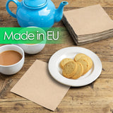 Tavolo gentile | Confezione sfusa da 100 tovaglioli morbidi in carta riciclata Tovaglioli usa e getta marroni per feste adatti per l'uso quotidiano Ecologici Kraft non sbiancati compostabili Made in EU 2 veli 33 cm