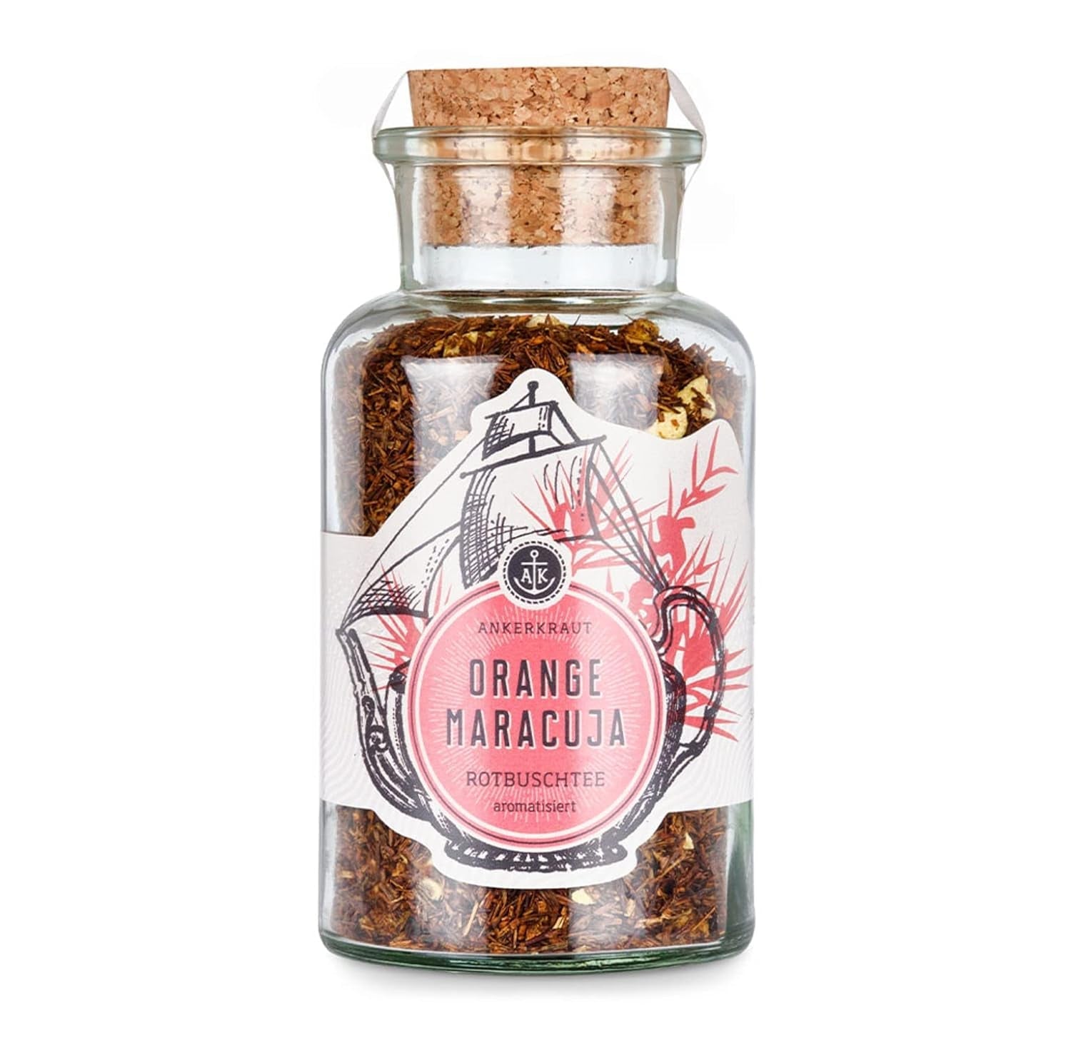 Ankerkraut Tè Arancia Rossa e Frutto della Passione 90g in Barattolo di Sughero Tè Sfuso Premium Idea Regalo Bevanda Benessere