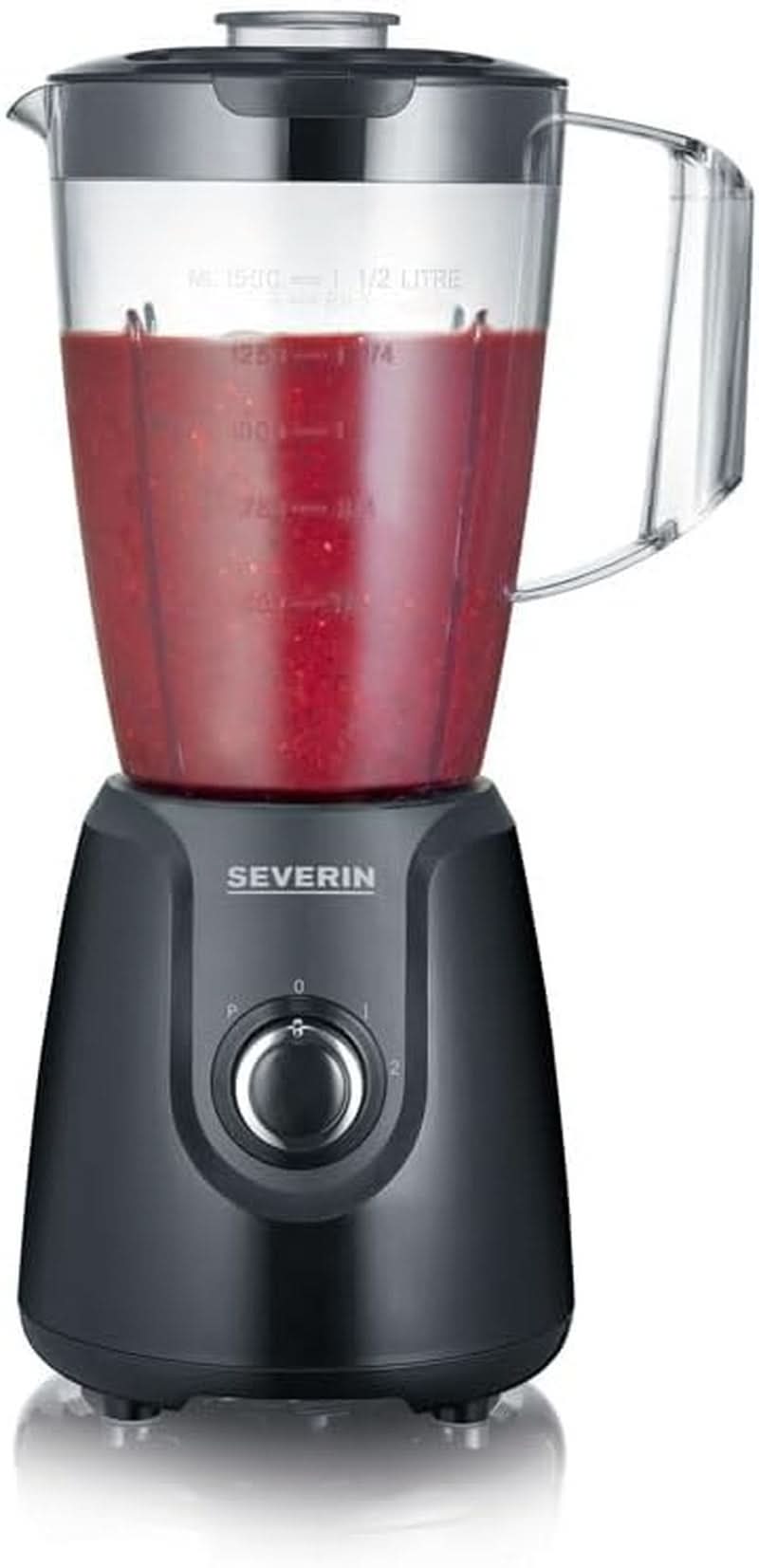 SEVERIN Robot da cucina con miscelatore da 1,5 L in tritan, mixer con 2 fuochi e funzione a impulsi, Leistungsstarker Küchenmixer con Edelstahlmesser, 600 W, Nero, SM 3707 Cucina Naty Shop