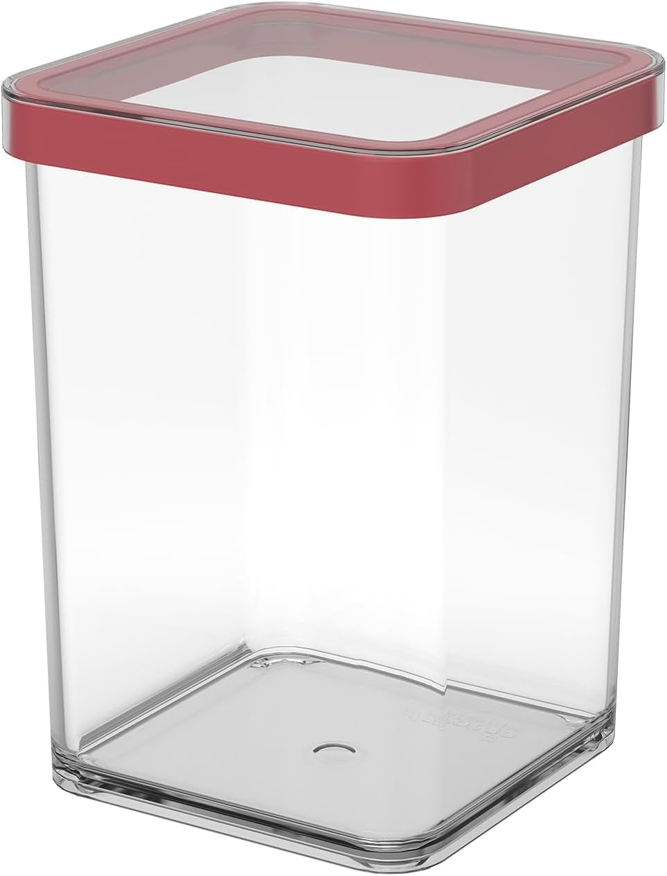 Rotho Loft Set di 5 barattoli con coperchio, varie dimensioni, plastica alimentare (PP) senza BPA, trasparente/rosso, (21,4 x 21,4 x 23,5 cm) Scatole per alimenti Naty Shop 1 L quadrato