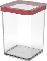 Rotho Loft Set di 5 barattoli con coperchio, varie dimensioni, plastica alimentare (PP) senza BPA, trasparente/rosso, (21,4 x 21,4 x 23,5 cm) Scatole per alimenti Naty Shop 1 L quadrato