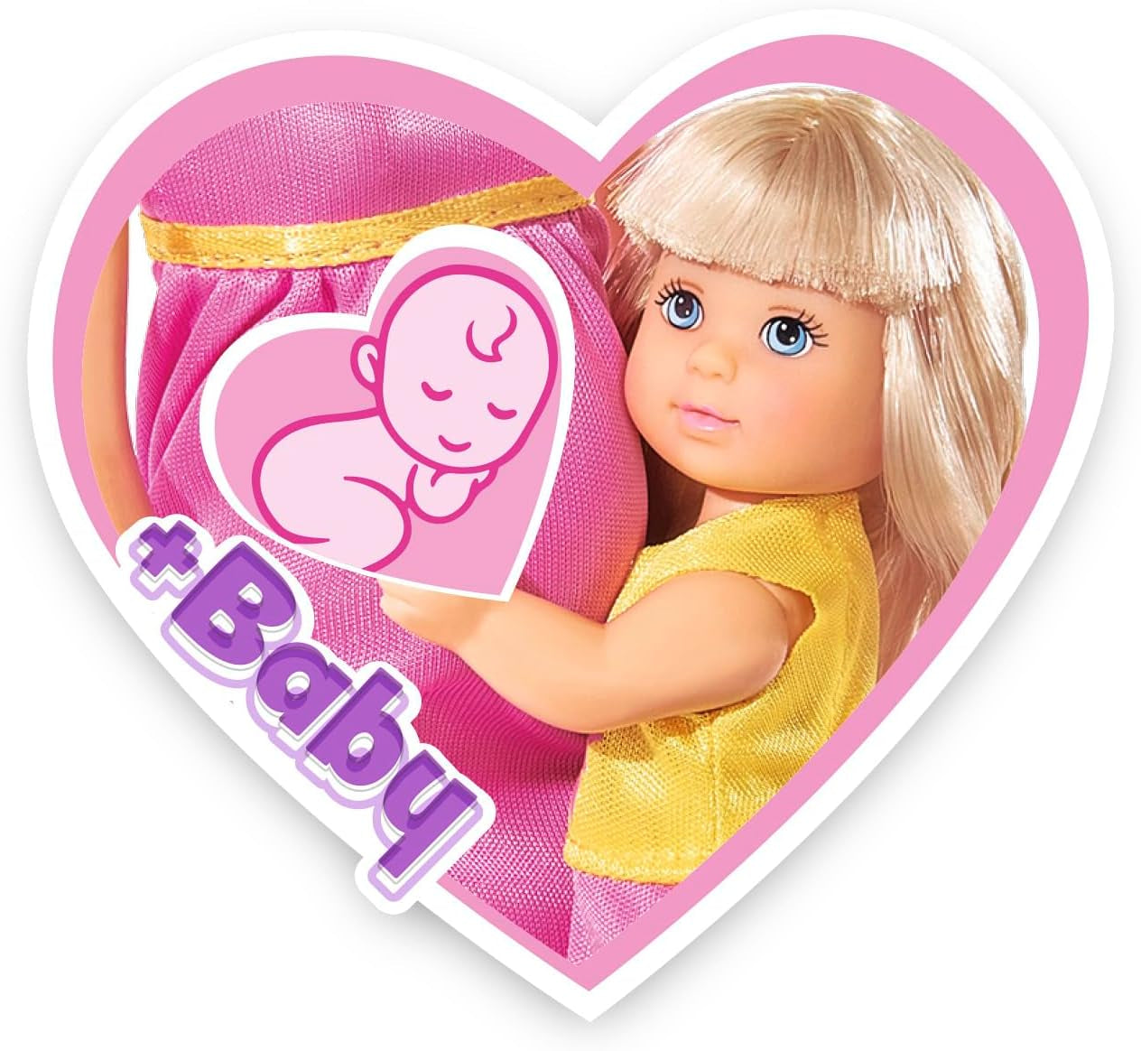Simba 105733673 - Steffi Love Happy Family, bambola incinta, Kevin, Evi e bebè con passeggino, 11 pezzi, accessori, 30 cm, dai 3 anni in su