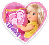 Simba 105733673 - Steffi Love Happy Family, bambola incinta, Kevin, Evi e bebè con passeggino, 11 pezzi, accessori, 30 cm, dai 3 anni in su
