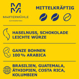 Martermühle Aßlinger Mischung Kaffeebohnen 1kg I Arabica I Gusti: Haselnuss, Leichte Würze, Schokolade I Ganze Kaffee-Bohnen schonend geröstet, säurearm