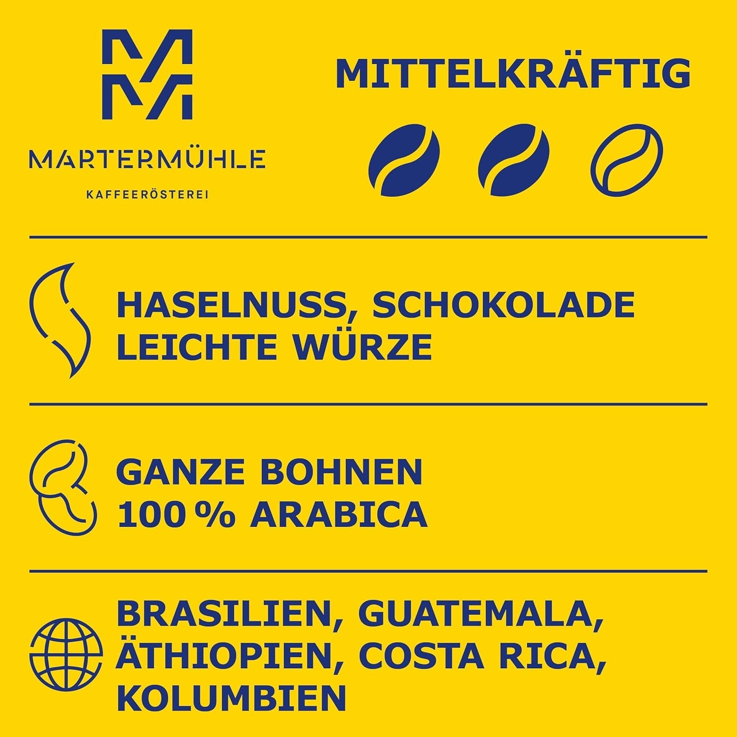 Martermühle Aßlinger Mischung Kaffeebohnen 1kg I Arabica I Gusti: Haselnuss, Leichte Würze, Schokolade I Ganze Kaffee-Bohnen schonend geröstet, säurearm