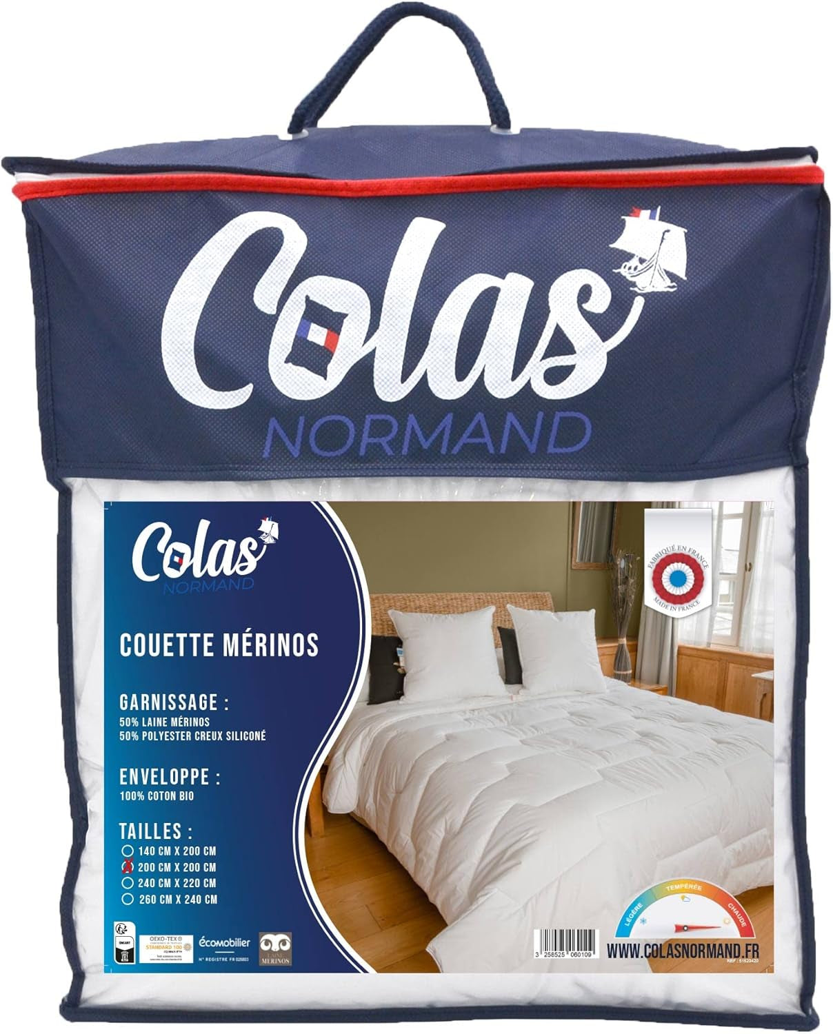 COLAS NORMAND Trapunta, 200 X 200 Cm, cotone biologico e lana Merino, calda, lavabile in lavatrice a 30 °C Piumini e trapunte Naty Shop Titolo predefinito