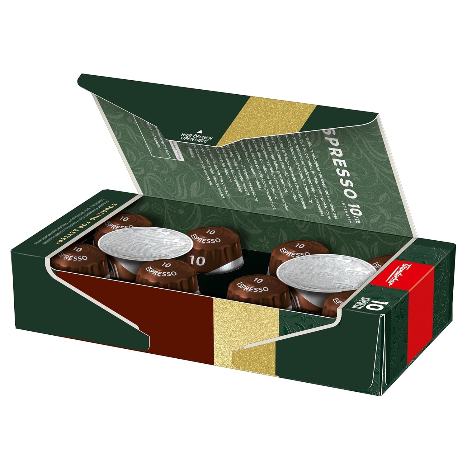 Jacobs Kaffeekapseln Espresso Intenso, Intensität 10/12, 10 x 10 Getränke, Nespresso* compatibile Kaffee Kapseln, 100 Kapseln