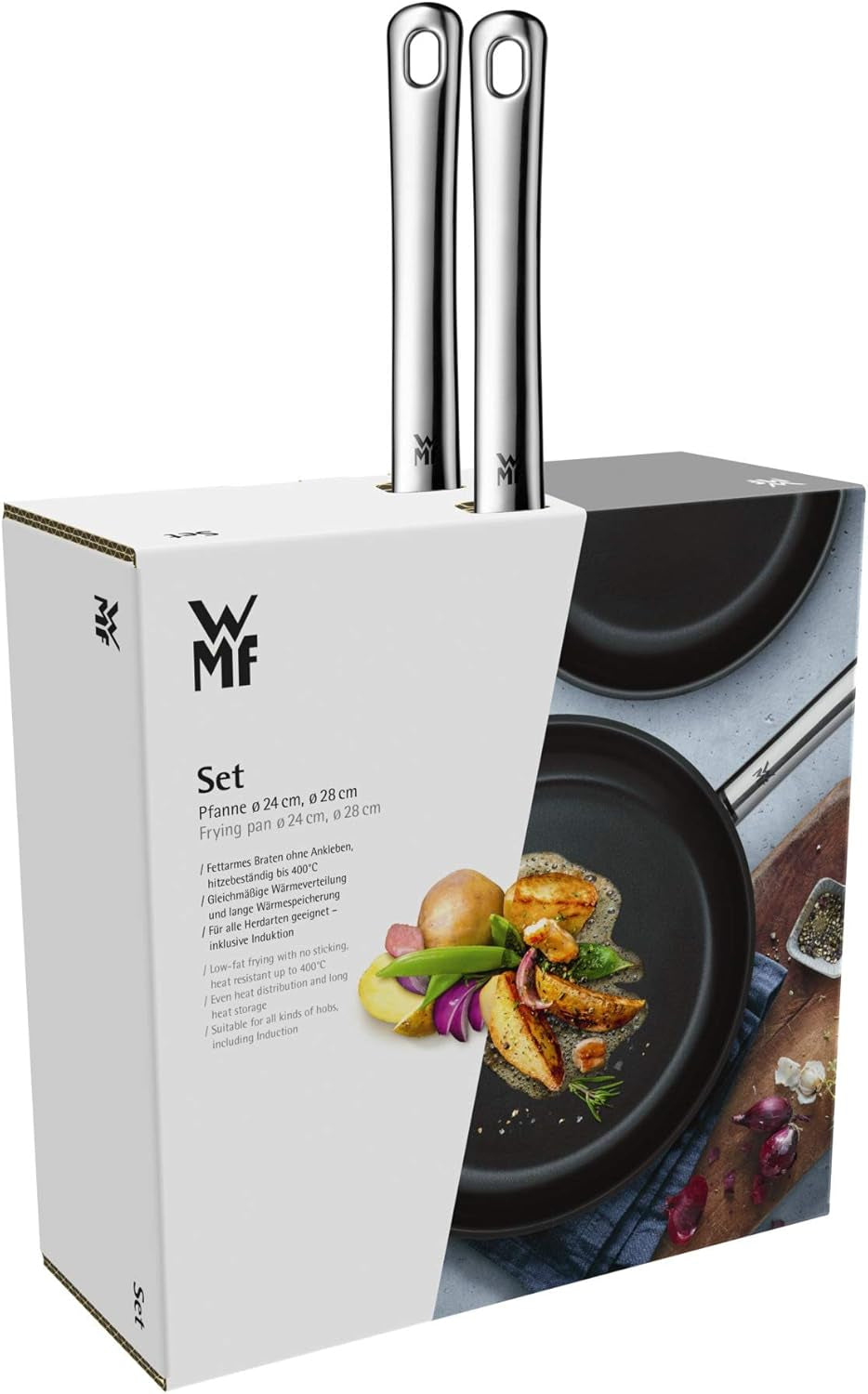 WMF Devil set di padelle 2 pezzi, padella per induzione 24, 28 cm, acciaio inossidabile Cromargan, rivestimento in ceramica, resistente al forno Pentole e Padelle Naty Shop