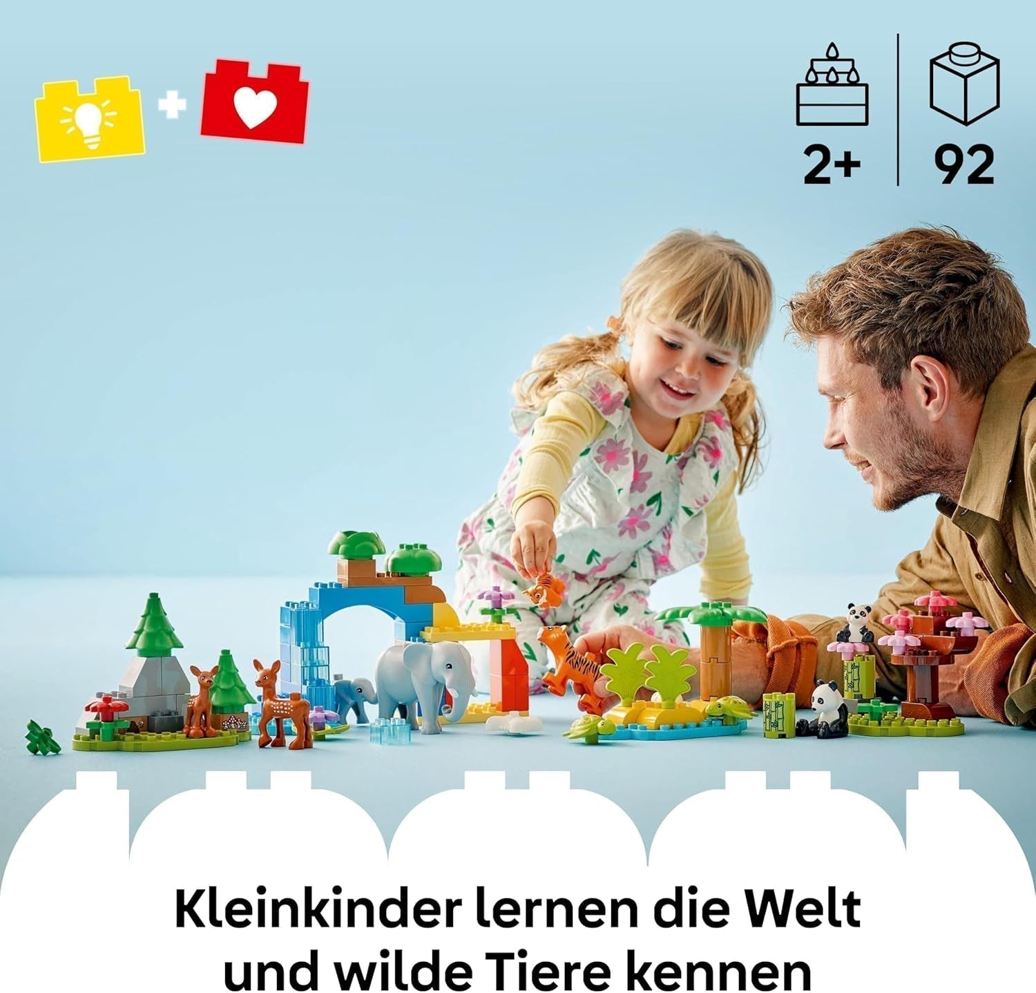 LEGO DUPLO Town Wild Animal Families Set 3 in 1, Giocattolo educativo per bambini con tartarughe, tigri, elefanti, cervi, panda, Set per bambini in età prescolare a partire da 2 anni, Giocattolo da costruzione con personaggi di animali 10446 Set da costruzione Beuche den LEGO-Store