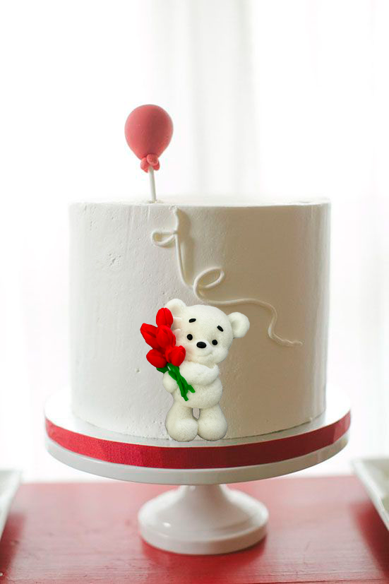Decorazione in zucchero commestibile, Orsetto con tulipani Decorazioni in pasta di zucchero di Naty Shop