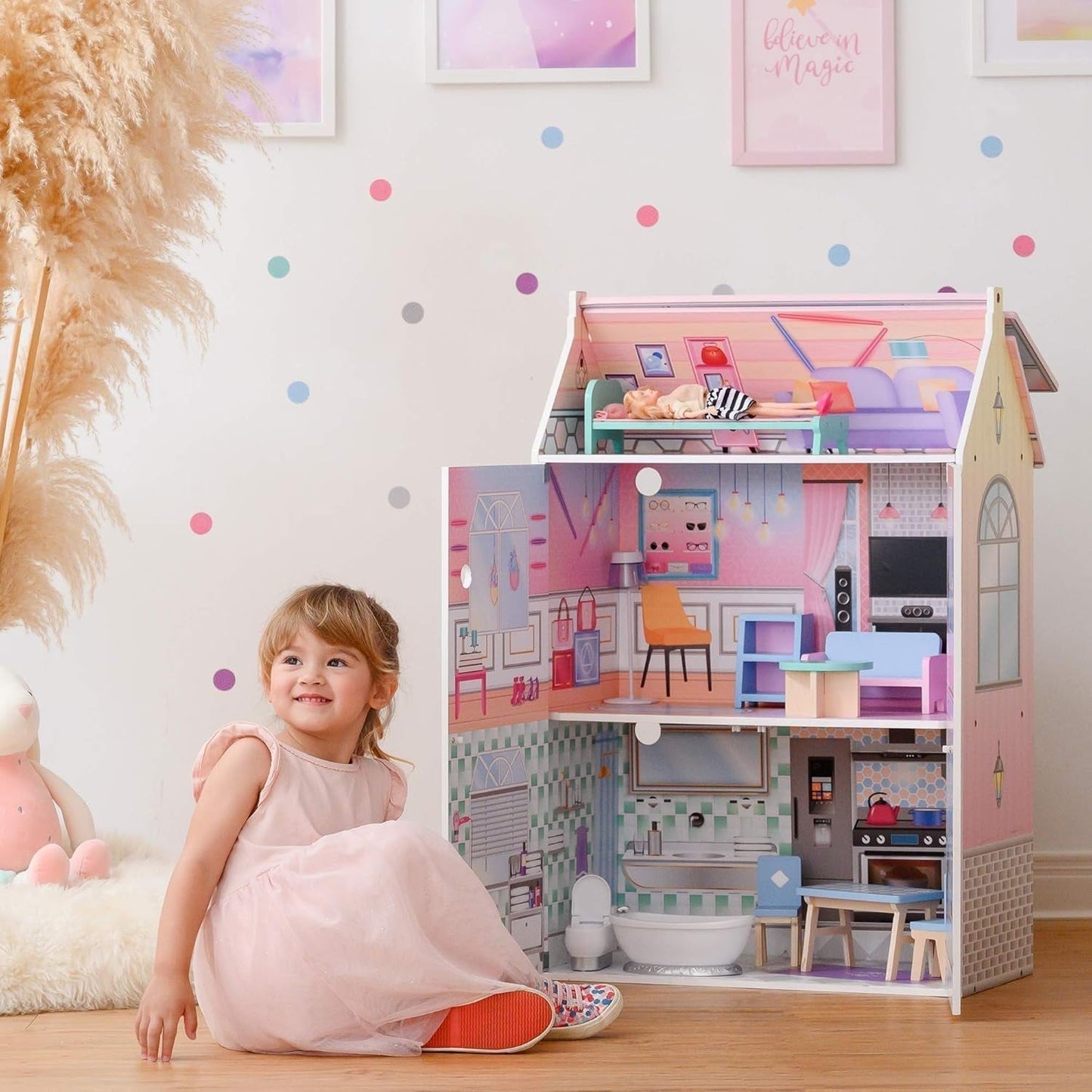 Olivias Little World Glasshouse Kids Casa delle bambole da 12" e 10 accessori per bambole 3,5" Multi Td-12518D Case delle bambole Naty Shop