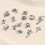 16 Stile Luxus Mond Stern Nagel Charms 3D Nail Charms Y2K Legierung Strasssteine ​​​​Bogen Schmetterling Nagel Schmuck Metall Nail Art Charms Nägel Glitzersteine ​​​​Nailart Strass Nageldesign Zubehör