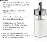 Tescoma Shaker in vetro, acciaio inossidabile spazzolato, ideale per zucchero bianco/marrone, 225 ml