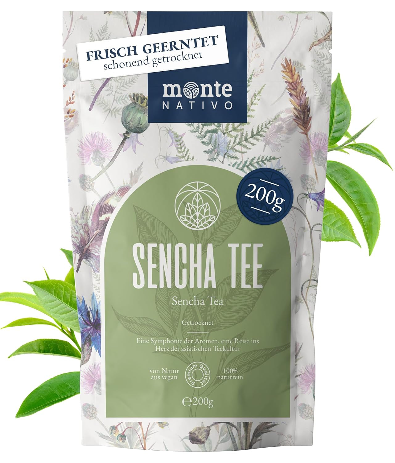 Monte Nativo Ceremonial Matcha Powder (40g) - perfetto per tè matcha, latte macchiato e frullati - tè verde dal Giappone - grado cerimoniale, in scatola di metallo - puro al 100%, senza glutine, macinato finemente