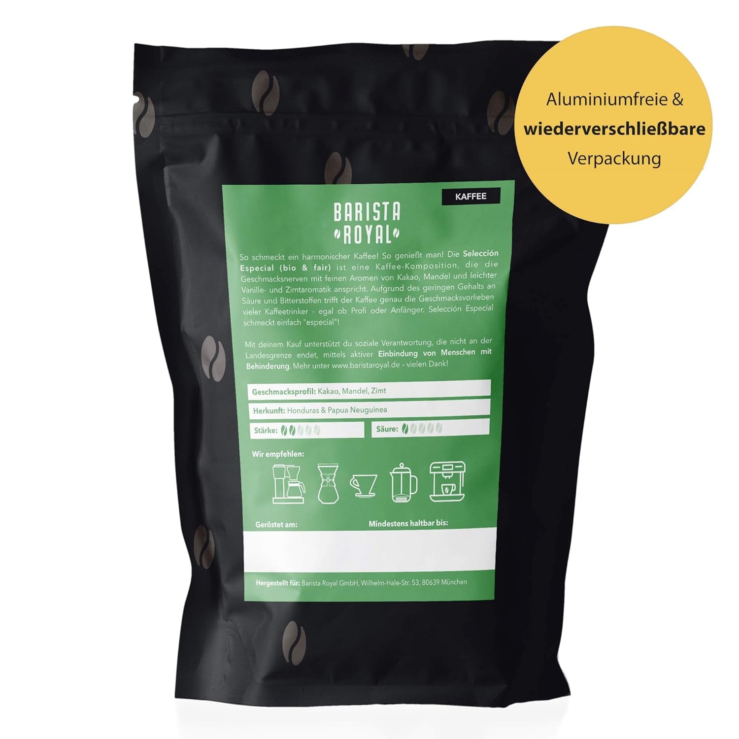 BARISTA ROYAL Bio Kaffeebohnen 1kg "Selezione Speciale" | Frische Kaffeebohnen direkt gehandelt | 70% Arabica, 30% Robusta Kaffee ganze Bohnen | Ideale per macchine completamente automatiche e filtranti