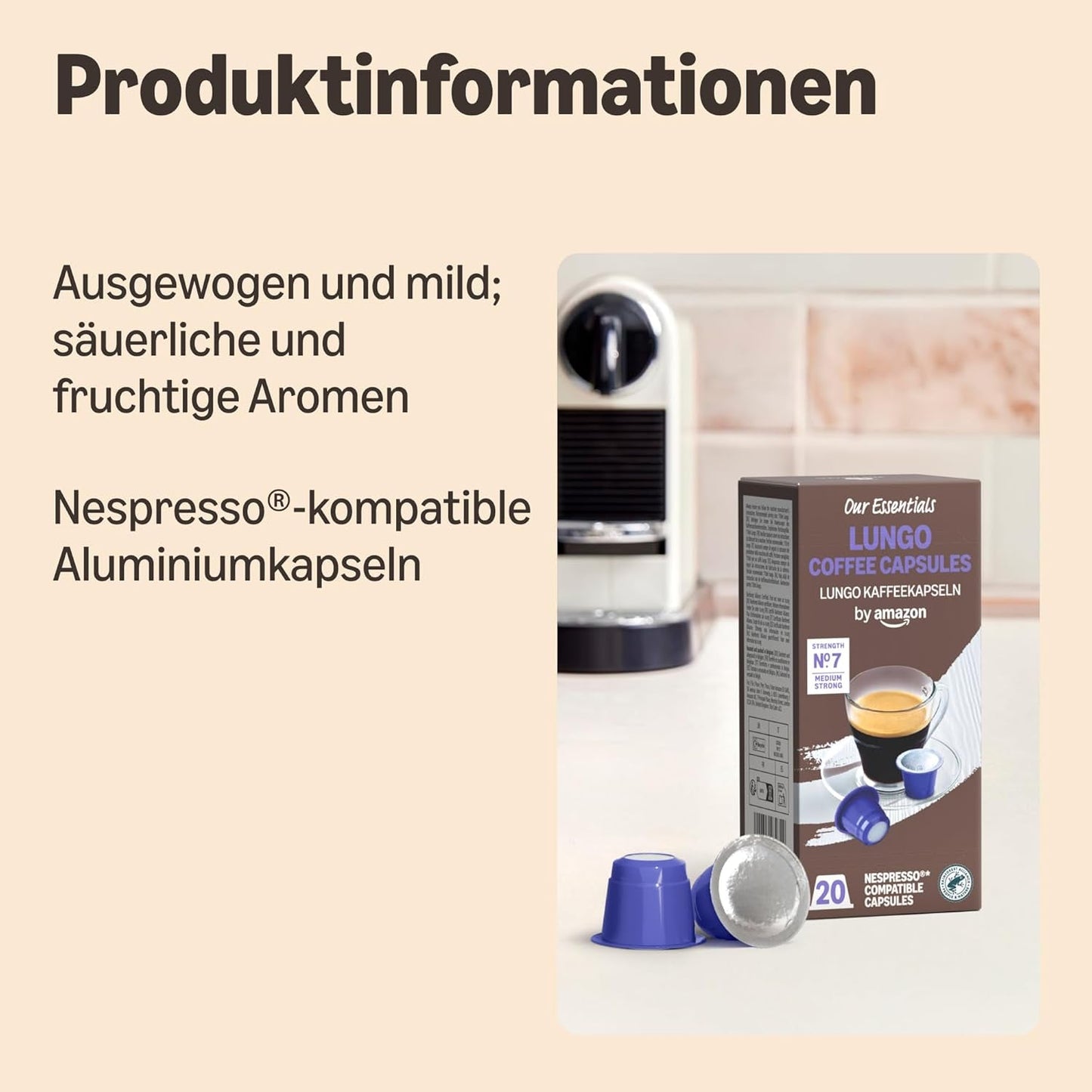 di Amazon Lungo Kaffee-Kunststoffkapseln, compatibile con Nespresso, 20 pezzi, confezione con 1 – Rainforest Alliance-zertifiziert