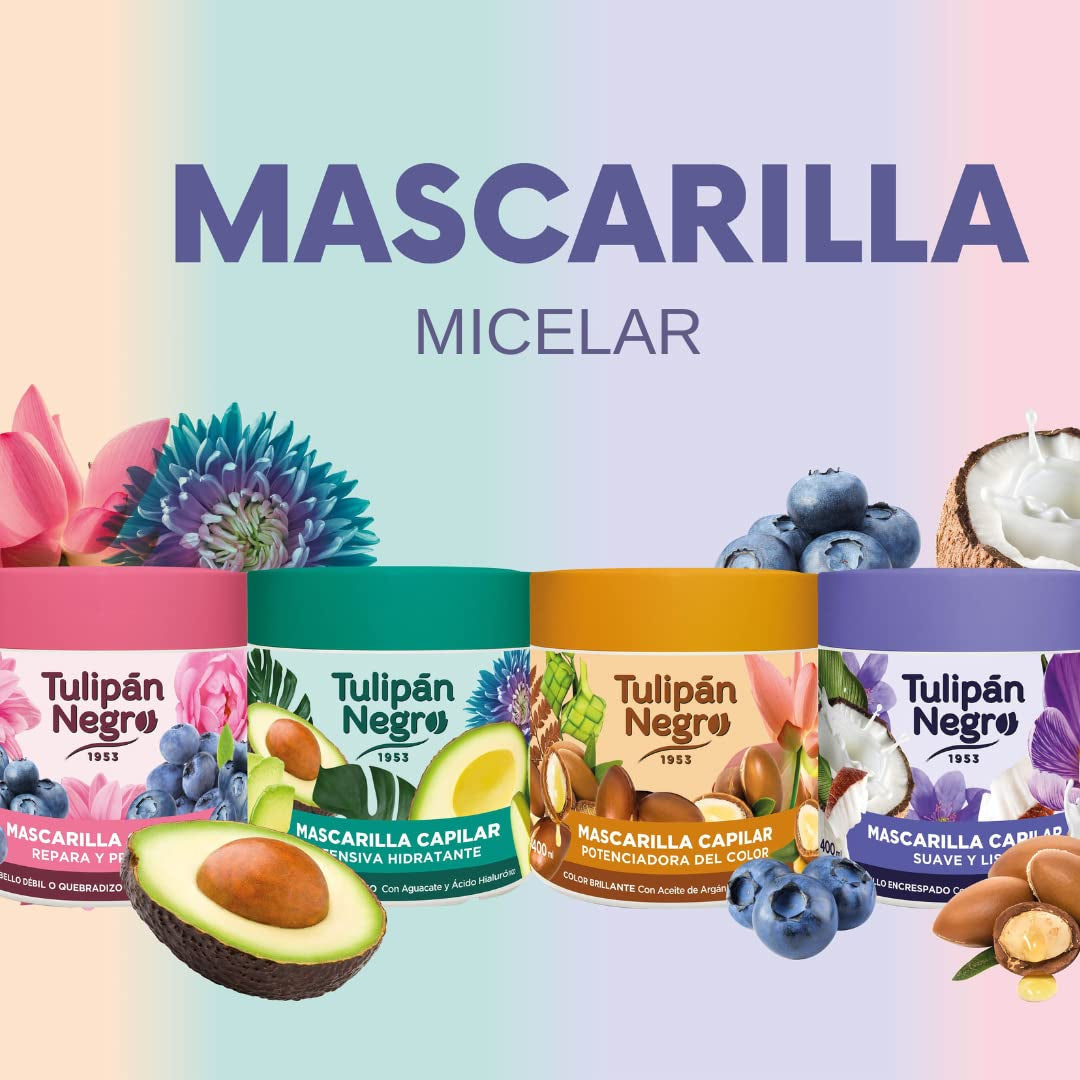 Maschera tulipano nero, intensiva, idratante, 400 ml Maschera per capelli Naty Shop